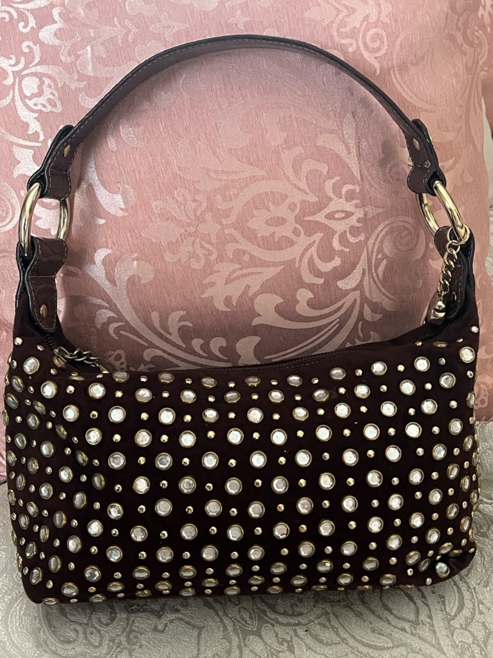 Kathy Van Zeeland Shoulder Bag w/Crystal Studs, Like NEW, Final Price - Picture 2 of 13